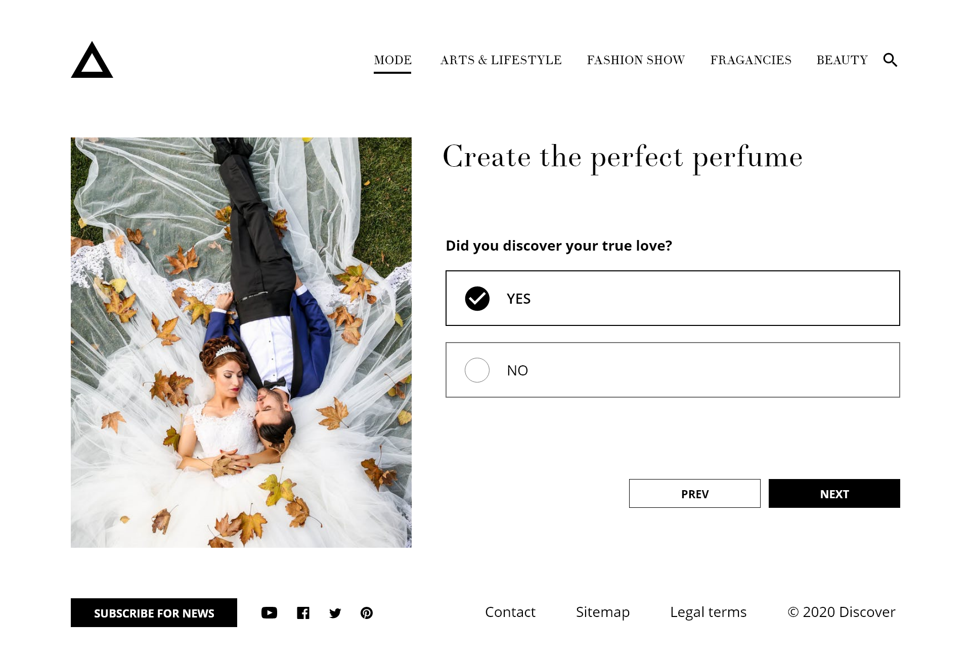 Discover form to buy fully displayed