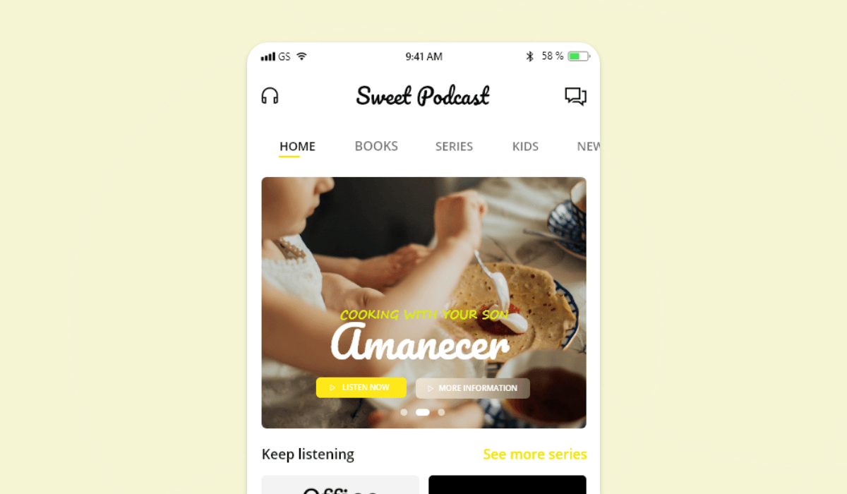 Presentation cover of a sweet podcast in light mode